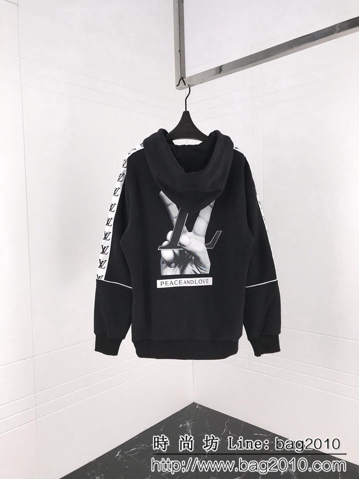 LV路易威登 18fw秋冬新款 做舊黑色 連帽衛衣 男女同款 ydi1178